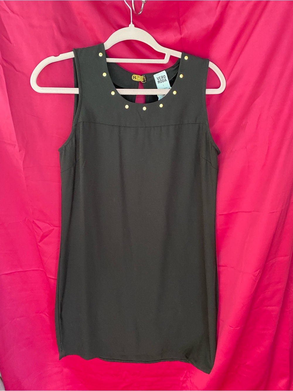 Vero Moda Black Dress with Gold Stud Accents